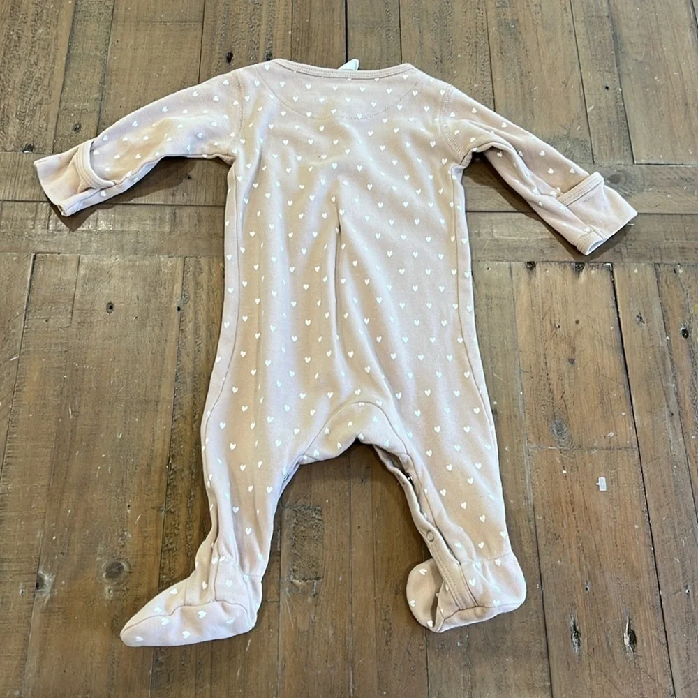 Quincy Mae neutral heart print sleeper